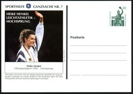 1992 B.R.D., PP 60 Pf. Bavaria, Grün: Sporthilfe Ganzsache Nr.7, Heike Henkel.. Hochsprung (Gold, Olympiade 1992) Ungebr - Other & Unclassified