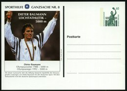 1992 B.R.D., PP 60 Pf. Bavaria, Grün: Sporthilfe Ganzsache Nr.8, Dieter Baumann, 5000 M (Olympiade 1988, Silber U. Gold  - Autres & Non Classés