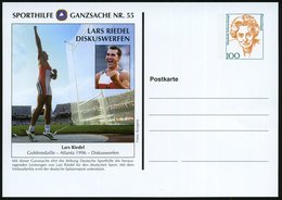 1998 B.R.D., PP 100 Pf. Frauen: Sporthilfe Ganzsache Nr.55, Lars Riedel, Diskus (Gold Olympiade 1996) Ungebr. (Mi.PP 172 - Andere & Zonder Classificatie