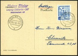 1952 (5.5.) D.D.R., 12 Pf. "Internat Friedensfahrt", EF + Tagesstempel (MÖLKAU) Bedarfs-ET-Karte (Mi.307 EF + 16.- EUR)  - Otros & Sin Clasificación
