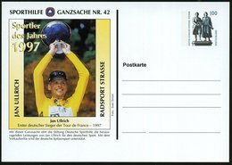 1997 B.R.D., PP 100 Pf. Goethe/ Schiller: SPORTHILFE GANZSACHE Nr.42  "Sportler Des Jahres", Jan Ullrich, Erster Deutsch - Altri & Non Classificati