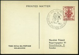 1956 (22.11.) AUSTRALIEN, Sonderstempel: OLYMPICVILLAGE VIC - AUS., XVI. OLYMPIA (Radrennfahrer, Läufer) EF 4 P. Olympia - Other & Unclassified