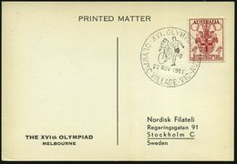 1956 (22.11.) AUSTRALIEN, Sonderstempel: OLYMPICVILLAGE VIC - AUS., XVI. OLYMPIA (Radrennfahrer, Läufer) EF 4 P. Olympia - Sonstige & Ohne Zuordnung