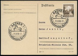 1938 (21.8.) AACHEN 1, Sonderstempel: Jnternationales Reitturnier (Pferd), Inl.-Karte (Bo.20, II. Verwendung) - Reitspor - Sonstige & Ohne Zuordnung