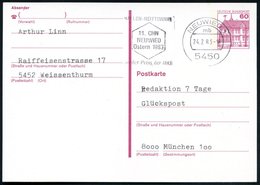 1983 (24.2.) 5450 NEUWIED 1, Maschinen-Werbestempel: HALLEN-REITTURNIER, 11. CHN.. Großer Preis Der MKB, Bedarfskarte (B - Andere & Zonder Classificatie