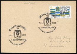 1969 (20.7.) 18 BRANDENBURG, Sonderstempel: 1. RUDERERTREFFEN IN BRANDENBURG 1969 (Logo) Inl.-Karte (Mi.1483 EF) - Ruder - Sonstige & Ohne Zuordnung