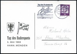 1968 (3.5.) 351 HANN. MÜNDEN 1, Maschinen-Werbestempel: Tag Des Rudersports.. (2 Einer) Auf Passender Sonderkarte (Bo.13 - Altri & Non Classificati