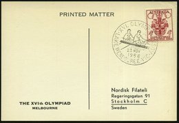 1956 (23.11.) AUSTRALIEN, Sonderstempel: LAKE WENDOURIE VIC, XVI. OLYMPIAD = Rudern, Zweier Auf EF 4 P. Olympiade, Übers - Other & Unclassified