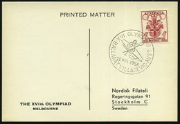 1956 (22.11.) AUSTRALIEN, Sonderstempel: BALLARAT VILLAGE VIC., XVI. OLYMPIAD = Kajak-Einer, EF 4 P. XVI. Olympiade Melb - Altri & Non Classificati