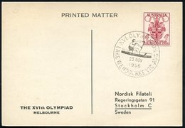 1956 (23.11.) AUSTRALIEN, Sonderstempel: LAKE WENDOUREE VIC., XVI. OLYMPIAD = Kanu-Einer, EF 4 P. XVI. Olympiade Melbour - Other & Unclassified