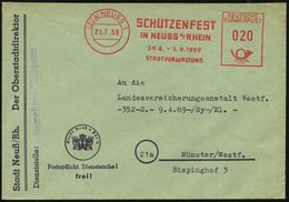 1959 (21.7.) (22 A) NEUSS 1, SCHÜTZENFEST.. 29.8. - 1.9.1959, STADTVERWALTUNG, Kommunalbrief - Sportschiessen / Shooting - Other & Unclassified