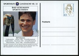 1996 B.R.D., PP 80 Pf. Varnhagen: SPORTHILFE GANZSACHE Nr.32, RAF SCHUMANN, SPORTSCHIESSEN (Gold Olympiade 1992 U. 1996, - Sonstige & Ohne Zuordnung