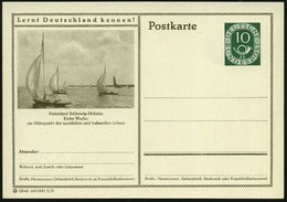 1953 Kiel, 10 Pf. Bild-Ganzsache Posthorn, Grün: Kieler Woche.. (Segelschiffe) Ungebr. (Mi.P 17) - Segelsport / Sailing  - Autres & Non Classés
