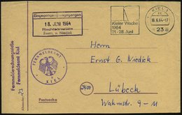 1964 (16.6.) 23 KIEL 1, Maschinen-Werbestempel: Kieler Woche 1964 (Segel) + Viol. Nebenstempel: FERNMELDEAMT KIEL, (geri - Altri & Non Classificati