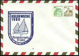 1980 Kiele, PU 50 + 30 Pf. Burgen: KIELER WOCHE 1980, Marinekutterregatta 91 Jahre (Segelkutter Der Bundesmarine) Ungebr - Other & Unclassified