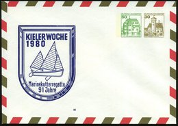 1980 Kiele, PU 50 + 30 Pf. Burgen: KIELER WOCHE 1980, Marinekutterregatta 91 Jahre (Segelkutter Der Bundesmarine) Ungebr - Autres & Non Classés