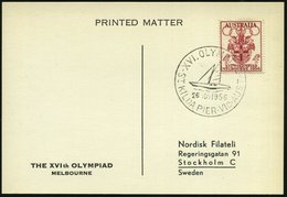 1956 (26.11.) AUSTRALIEN, Sonderstempel: KILDA PIER, VIC., XVI. OLYMPIAD (Segelbbot) EF 4 P. "XVI. Olympiade", Übersee-S - Other & Unclassified