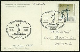 1981 (4.5.) 4000 DÜSSELDORF 1, Sonderstempel: Nations Cup, ROCHUSCLUB DÜSSELDORF (Tennisspieler Aufschlagend) Inl.-Karte - Other & Unclassified