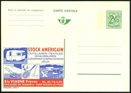 1970 BELGIEN, 2,50 F. Publibel-Ganzsache, Grün: STOCK AMERICAIN.. Mit Tennischläger, Ball Und Krocket-Schläger (u. Carav - Other & Unclassified