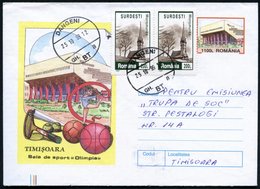 1999 (25.10.) RUMÄNIEN, 1100 L. Sonder-Ganzsachen-Umschlag: TIMISOARA, Sporthalle Olympia Mit Turnerin, Tennisschläger,  - Other & Unclassified