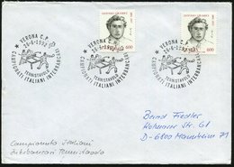 1992 (26.6.) ITALIEN, Sonderstempel: VERONA C.P., TENNISTAVOLO, CAMPIONATI ITALIANI INTERBANCARI (Tischtennisspieler) =  - Sonstige & Ohne Zuordnung