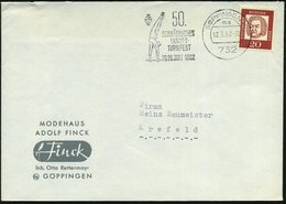 1962 (12.3.) 732 GÖPPINGEN 1, Maschinen-Werbestempel: 50. SCHWÄBISCHES LANDES-TURNFEST (Reckturner) Firmenbrief (Bo.10 A - Andere & Zonder Classificatie