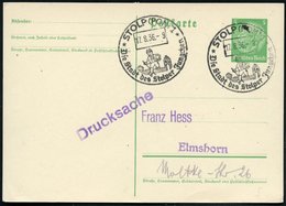 1936 (17.8.) STOLP (POM) 1, Hand-Werbestempel: Die Stadt Des Stolper Jungchens = Wanderndes Kind Mit Wanderstab U. Bünde - Other & Unclassified