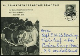 1960 TSCHECHOLSLOWAKEI, 30 H. Bild-Ganzsache Novotny: II. Spartakiade, Wanderer Mit Landkarte, Bedarfskarte (Pofis.CDV 1 - Other & Unclassified
