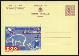 1959 BELGIEN, 2 F. Publibel-Ganzsache, Weinrot: Domaine Du Lac, HEIST-DUINBEREGN, ZOO = Motorboot Mit Wasserskiläufer (u - Altri & Non Classificati