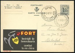 1959 (13.9.) BELGIEN, Sonderstempel: SPA, CHAMPIONNAT DU MONDE DE PETANQUE (= 1. WM Im Boule-Spiel) + 1K: BUREAU DE POST - Sonstige & Ohne Zuordnung