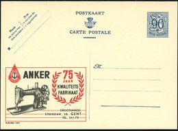 1951 BELGIEN, 90 C. Publibel-Ganzsache, Blau: ANKER, 75 JAAR KWALITEITS-FABRIKAAT.. = Anker-Nähmaschine, Ungebr. (Mi.P 2 - Other & Unclassified
