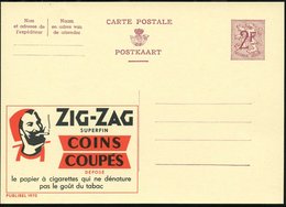 1959 BELGIEN, 2 F. Publibel-Ganzsache, Weinrot: ZIG-ZAG.. (Zigarettenpapier) = Zouave Mit Zouaven-Mütze (u. Zigarette) U - Andere & Zonder Classificatie