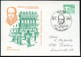 1984 (18.7.) 1080 BERLIN 8, Maschinen-Sonderstempel: W. V. Humboldt.. 750 Jahre Berlin (Kopfbild Wilhelm V. Humboldt) Au - Altri & Non Classificati