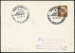 1938 (26.2.) GREIFSWALD, Besucht Preußens älteste Universitätsstadt , Inl.-Karte (Bo.1 , Erstjahr) - Universität & Hochs - Sonstige & Ohne Zuordnung