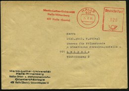 1981 (24.8.) 401 HALLE, Absender-Freistempel: Martin-Luther-Universität, Halle-Wittenberg.. + Abs.-Stempel: Sektion Orie - Other & Unclassified