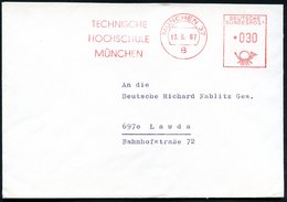 1967 (13.6.) 8 MÜNCHEN 37, Absender-Freistempel: TECHNISCHE HOCHSCHULE, Rs. Abs.-Vordruck: TECHN. HOCHSCHULE MÜNCHEN, PR - Autres & Non Classés