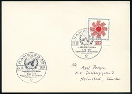 1964 (24.10.) 2 HAMBURG 36, Sonderstempel: "NORDPOSTA 64", Tag Der Vereinten Nationen (UNO-Symbol) Ausl.-Karte (Bo.343,  - Sonstige & Ohne Zuordnung