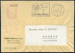 1972 (25.10.) LUXEMBURG, Maschinen-Werbestempel: LUXEMBOURG 1, Journée Des Nations Unies (UNO-Logo) + Postfreistempel, P - Otros & Sin Clasificación