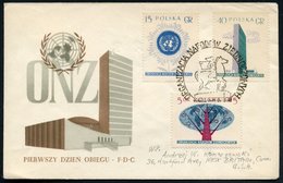 1957 (26.2.) Polen, Vereinte Nationen, Kompl. Gez. Satz + ET-Sonderstemüpel: WARSZAWA 1, Übersee-FDC-Sonderumschlag (Mi. - Sonstige & Ohne Zuordnung