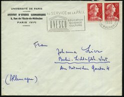 1960 (2.1.) FRANKREICH, Maschinen-Werbestempel: PARIS XVII, AU SERVICE DE LA PAIX, UNSECO.. (UNESCO-Logo) Ausl.-Dienstbr - Altri & Non Classificati