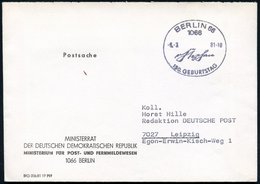 1981 (6.3.) 1066 BERLIN 66, Sonderstempel: V Stephan, 150. GEBURTSTAG Auf Markenlosem Dienstbrief: MINISTERRAT DER DDR,  - Altri & Non Classificati