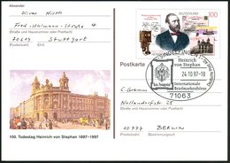 1997 (24.10.) 71063 SINDELFINGEN 1, Sonderstempel: Heinrich V. Stephan, Internat. Briefmarkenbörse.. (kaiserl. Postschil - Otros & Sin Clasificación