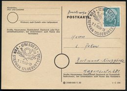 1956 (7.1.) (21 B) SOEST, Sonderstempel: STEPHAN 125. GEBURTSTAG (Posthorn, Lorbeer) Inl.-Karte (Bo.7, Nur Am 7.1.) - We - Other & Unclassified