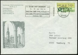 1984 (18.6.) 2000 HAMBURG 19, Absenderstempel: "201".. SALON DER PHILATELIE Zum XIX. WELTPOSTKONGRESS, Hamburg 1984 (= V - Other & Unclassified