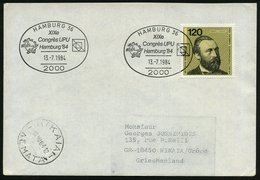 1984 (13.7.) 2000 HAMBURG 36, Sonderstempel: XIXe Congrès UPU Hamburg '84 (UPU-Denkmal Bern U. Logo) Auf Passender EF 12 - Autres & Non Classés