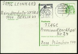 1982 (Juni) 1 BERLIN 11, Maschinen-Werbestempel: 20. Dtsch.-Franz. VOLKSFEST, DIE ANTILLEN (Karibisches Paar, Palme) Bed - Other & Unclassified