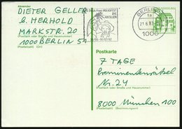 1982 (Juni) 1000 BERLIN 11, Maschinen-Werbestempel: 20. Dtsch.-Franz. VOLKSFEST, DIE ANTILLEN (Karibisches Paar, Palme)  - Autres & Non Classés