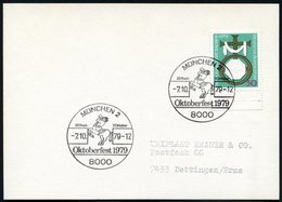 1979 (7.10.) 8000 MÜNCHEN 2, Sonderstempel: Oktoberfest 1979 = Bier Trinkender Bayer. Zentaur, Inl.-Karte (Bo.944) - Vol - Sonstige & Ohne Zuordnung