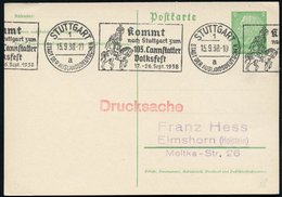 1938 (15.9.) STUTTGART 1, Band-Maschinen-Werbestempel: ...103. Cannstatter Volksfest, 17.-26. Sept. (Fest-Reiter) Inl.-K - Autres & Non Classés