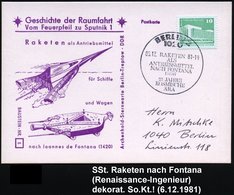 1981 (5.12.) 1020 BERLIN 2, Sonderstempel: RAKETEN ALS ANTRIEBSMITTEL NACH FONTANA (1420).. Auf Passender Sonderkarte: R - Other & Unclassified